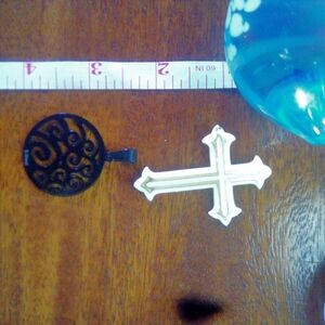 White and Gold Cross Pendant Necklace - Women's Religious Jewelry